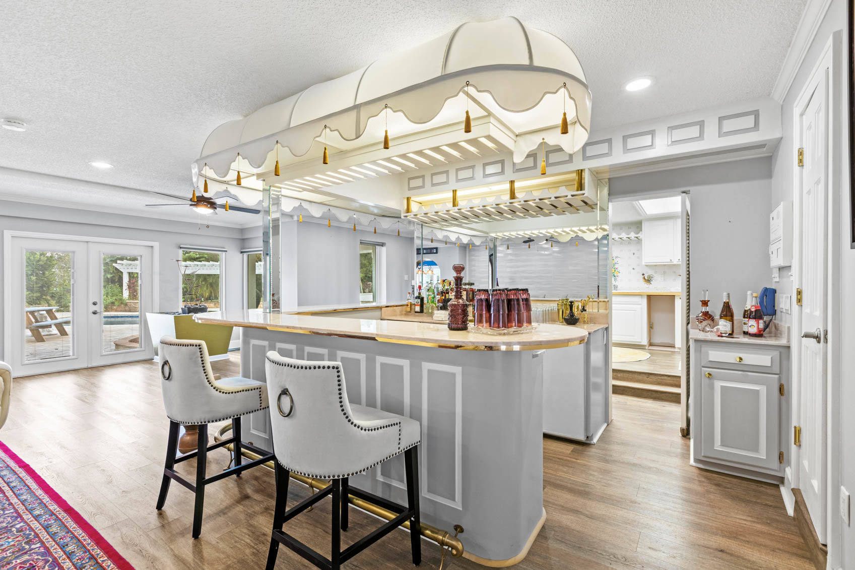 bar with white counter
